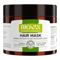Biovax Bambus & Olej Avocado, intensywnie regenerująca maseczka do włosów, 250 ml