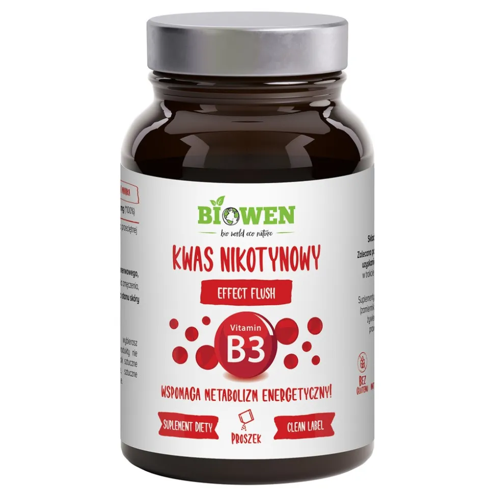 Biowen Kwas nikotynowy Witamina B3, proszek, 120 g