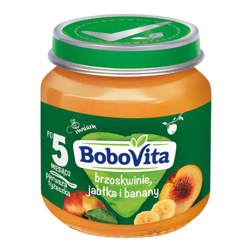BoboVita, brzoskwinie, jabłka i banany, 5 m+, 125 g