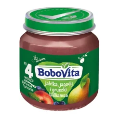 BoboVita, jabłka, jagody i gruszki Williamsa, 4 m+, 125 g