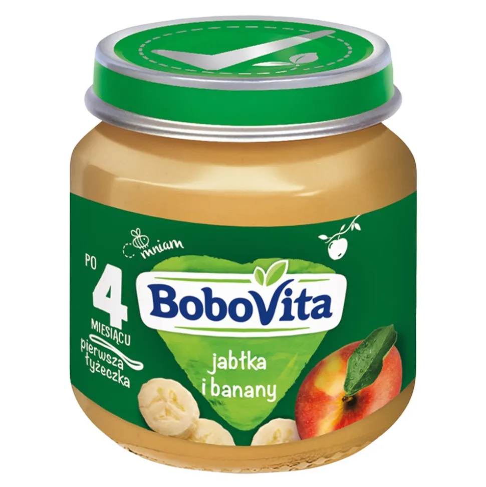 BoboVita, Pierwsza łyżeczka, jabłka i banany, 4 m+, 125 g