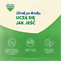 BoboVita Porcja Zbóż, kaszka mleczna 3 zboża, malina, truskawka, banan, 6 m+, 210 g