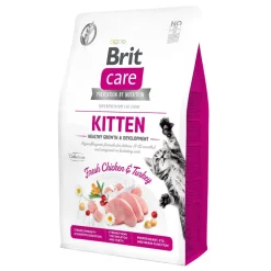 Brit Care Cat Grain-Free Kitten, bezzbożowa karma sucha dla kociąt, kurczak i indyk, 2 kg