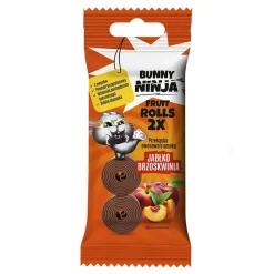 Bunny Ninja Double Roll, przekąska owocowa, smak jabłkowo - brzoskwiniowy, 30 g
