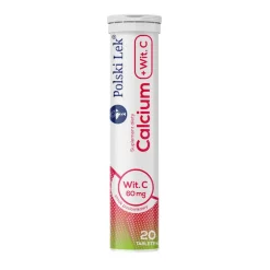 Calcium + witamina C, tabletki musujące o smaku poziomkowym, 20 szt.