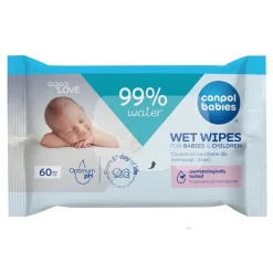 Canpol Babies, chusteczki nawilżane dla niemowląt i dzieci, 99% wody, 60 szt.
