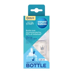 Canpol babies Easy Start Royal Baby, butelka szeroka, antykolkowa, niebieska, 120 ml, 1 szt.