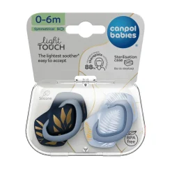 Canpol Babies Gold, smoczek silikonowy Light touch, symetryczny 0-6 m, niebieski, 2 szt.
