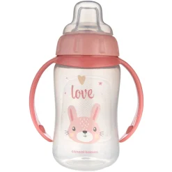 Canpol Babies, kubek treningowy Cute Animlas, 320 ml, róż, 1 szt.