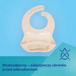 Canpol Babies, śliniak silikonowy z kieszonką, beżowy, 1 szt.