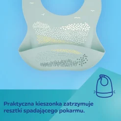 Canpol babies, śliniak silikonowy z kieszonką Dots, szary, 1 szt.
