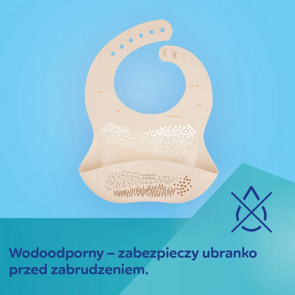 Canpol babies, śliniak silikonowy z kieszonką Dots, szary, 1 szt.