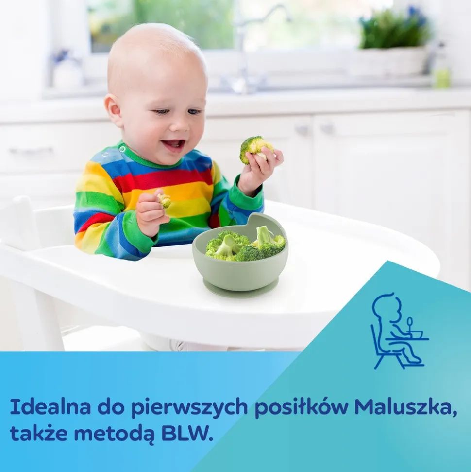 Canpol Babies, miseczka silikonowa z przyssawką, 330 ml, zielona, 1 szt.