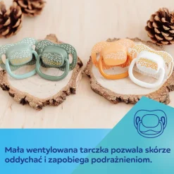 Canpol Babies Mountains, smoczek uspokajający, silikonowy symetryczny, 6-18 m, żółty, 2 szt.