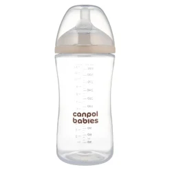 Canpol Babies Natural Shape, butelka ze smoczkiem dwustrefowym, 330 ml, średni, 1 szt.