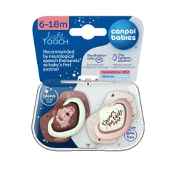 Canpol Babies, smoczek silikonowy DentalAir 0-6 m symetryczny, kremowy, 2 szt.