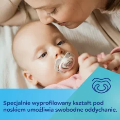 Canpol Babies, smoczek silikonowy DentalAir 0-6 m symetryczny, kremowy, 2 szt.