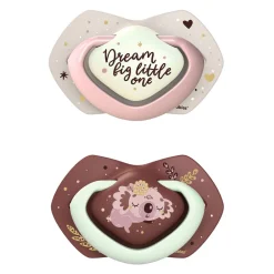Canpol Babies, smoczek silikonowy symetryczny, light touch, Sleepy Koala, pink, 0-6 m, 2 szt.