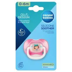 Canpol Babies Toys, smoczek uspokajający silikonowy symetryczny, 0-6 m, 1 szt.