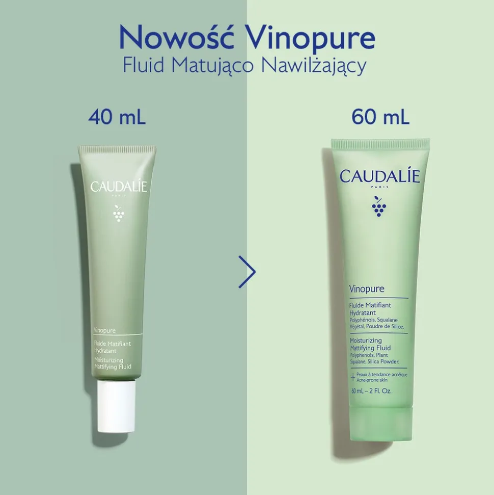 Caudalie Vinopure, fluid matująco-nawilżający, 60 ml