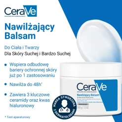 CeraVe, balsam nawilżający do ciała i twarzy dla skóry suchej i bardzo suchej, 340 g