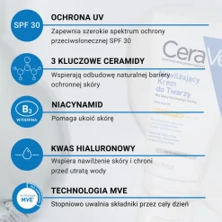 CeraVe, nawilżający krem do twarzy SPF 30, 52 ml