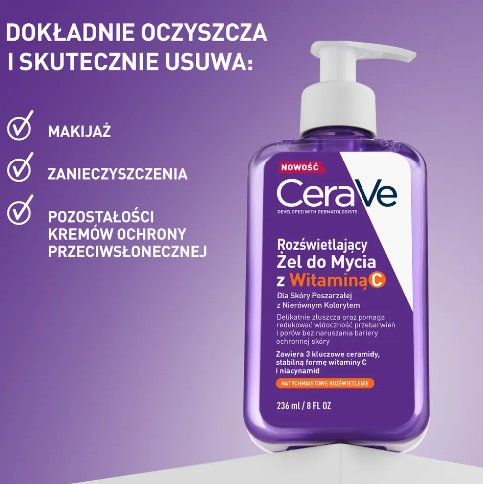 CeraVe, rozświetlający żel do mycia z witaminą C, 236 ml