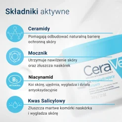 CeraVe SA, wygładzający balsam do ciała z mocznikiem dla skóry szorstkiej, z grudkami, suchej, 340 ml