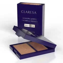 Claresa Duo Palette Creamy & Pressed, kremowo-pudrowa paleta bronzerów do konturowania, 02 Sun Tropez, 8,5 g