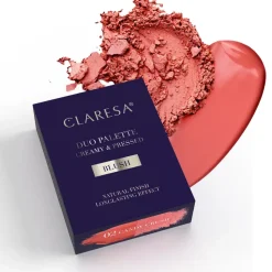 Claresa Duo Palette Creamy & Pressed, kremowo-pudrowa paleta różów do konturowania, 02 Candy Crush, 8,5 g