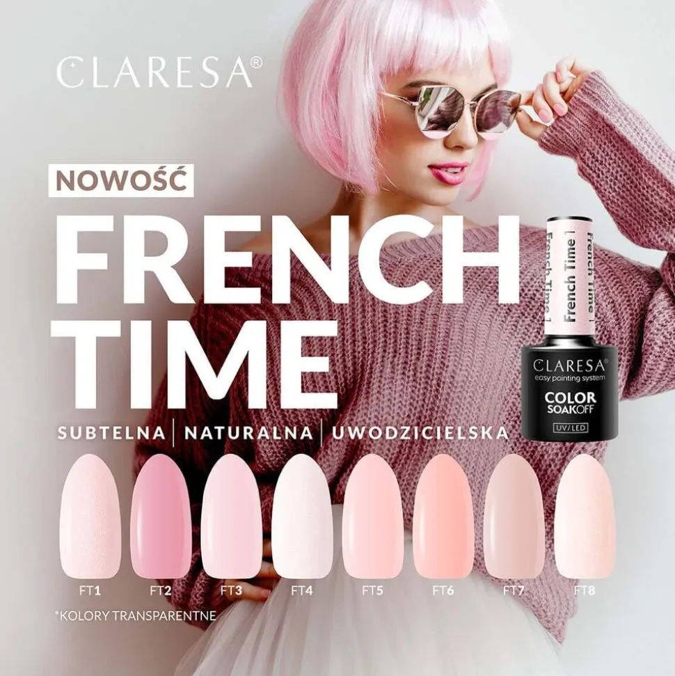 Claresa, lakier hybrydowy, French Time 1, 5 g
