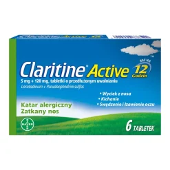Claritine Active, 5 mg + 120 mg, tabletki o przedłużonym uwalnianiu, 6 szt.