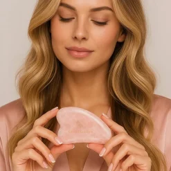 Crystallove, płytka do masażu twarzy gua sha z kwarcem różowym, 1 szt.