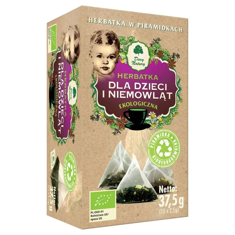 Dary Natury, herbatka ekologiczna, dla dzieci i niemowląt, 15 x 2,5 g