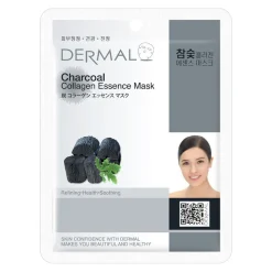 Dermal Charcoal Collagen Essence Mask, kolagenowa maska w płachcie z węglem, 23 g