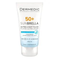Dermedic Sunbrella, ultralekki krem ochronny SPF 50+ dla skóry naczyniowej i nadreaktywnej, 40 ml