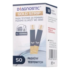 Diagnostic Gold Strip, paski testowe do pomiaru poziomu glukozy we krwi, 50 szt.