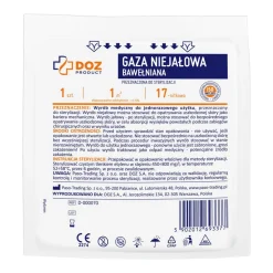 DOZ PRODUCT, gaza niejałowa, bawełniana, 17-nitkowa, 1 m2, 1 szt.