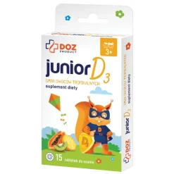 DOZ Product JuniorD3, tabletki do ssania, smak owoców tropikalnych, 15 szt.