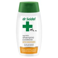 Dr Seidel Szampon jodoforowy z odżywką dla psów i kotów, 220 ml