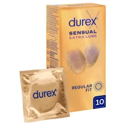 Durex Sensual Extra Lube, prezerwatywy super cienkie, z lubrykantem, 10 szt.