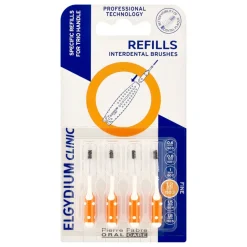 Elgydium Clinic Refills, wkłady do szczoteczki międzyzębowej, ISO 3, pomarańczowe, 4 szt.