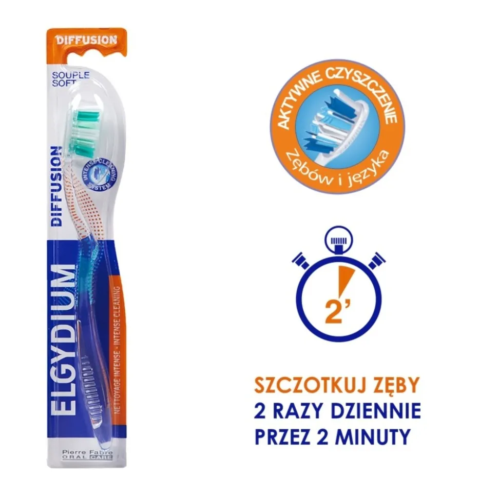 Elgydium Diffusion, szczoteczka do zębów, średnia, 1 szt.
