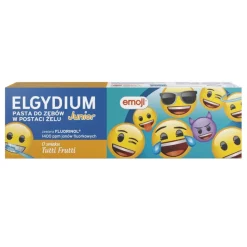 Elgydium Junior Emoji, pasta do zębów dla dzieci 7-12 lat, smak Tutti-Frutti, 50 ml