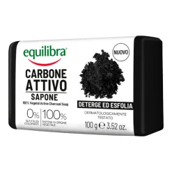 Equilibra, oczyszczające mydło 100% roślinne z aktywnym węglem, 100 g