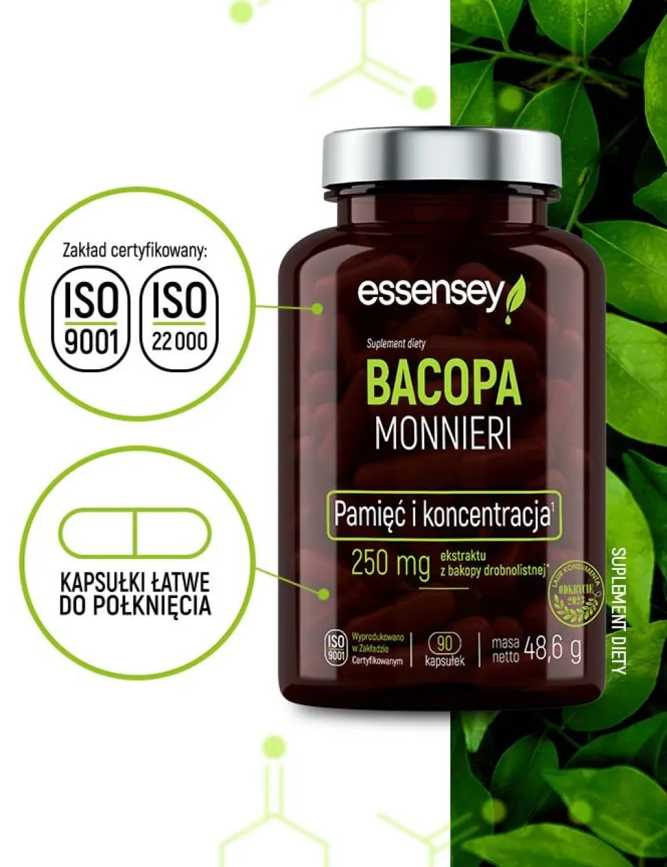 Essensey Bacopa Monnieri, kapsułki, 90 szt.