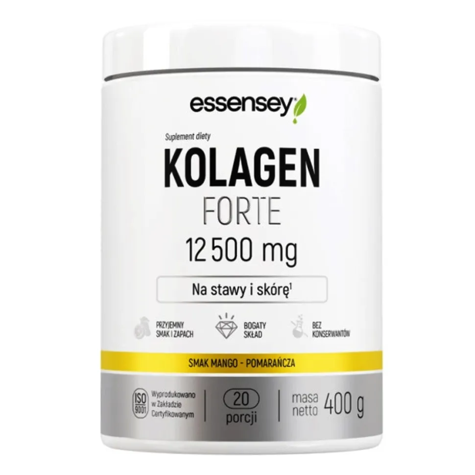 Essensey Kolagen Forte 12 500 mg, proszek, mango - pomarańcza, 400 g