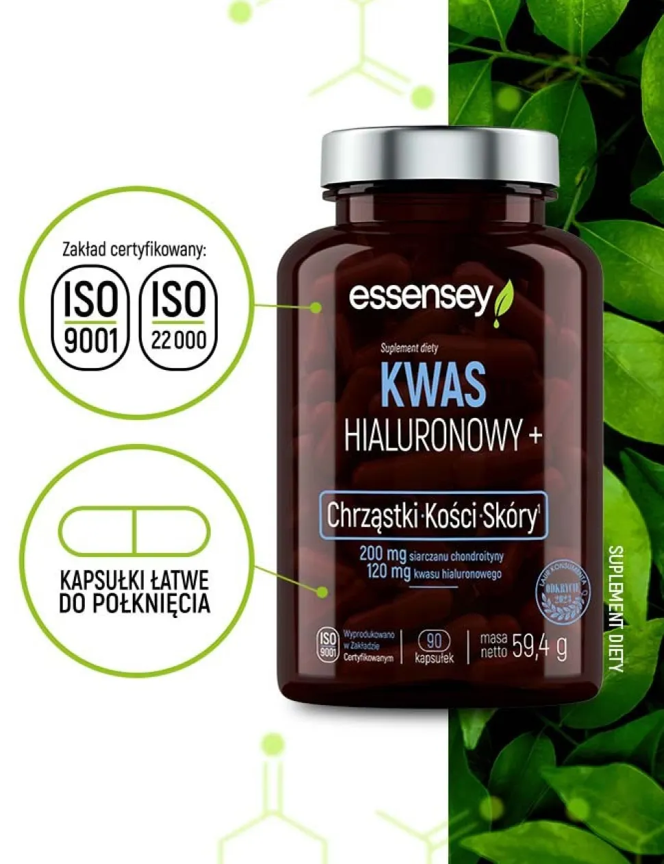 Essensey Kwas Hialuronowy+, kapsułki, 90 szt.