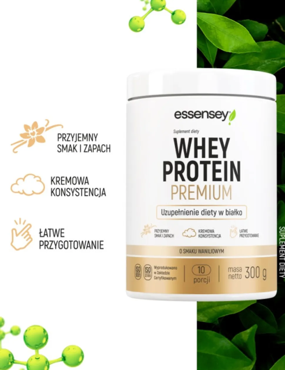 Essensey Whey Protein Premium, proszek, smak waniliowy, 300 g