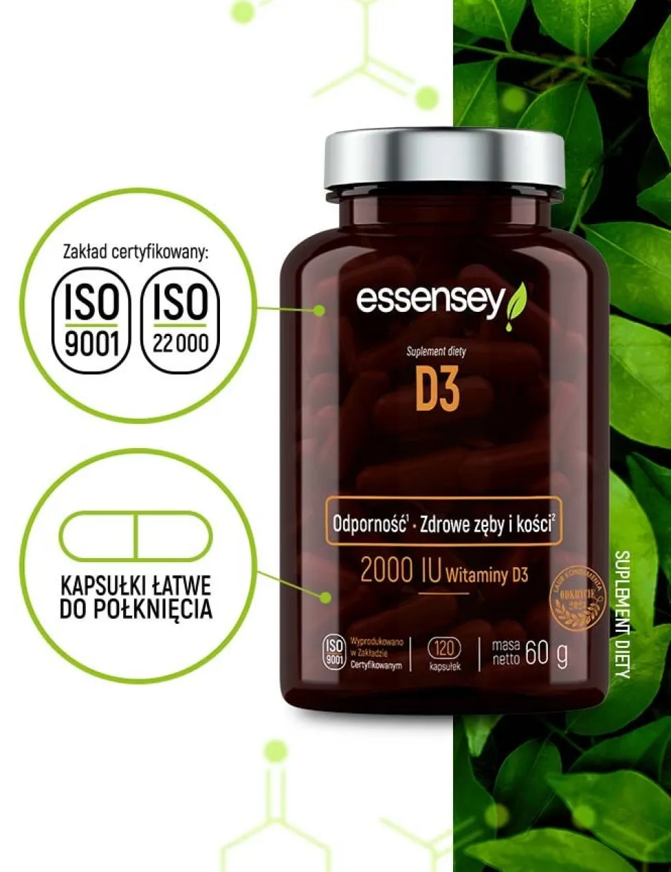 Essensey Witamina D3, kapsułki, 120 szt.